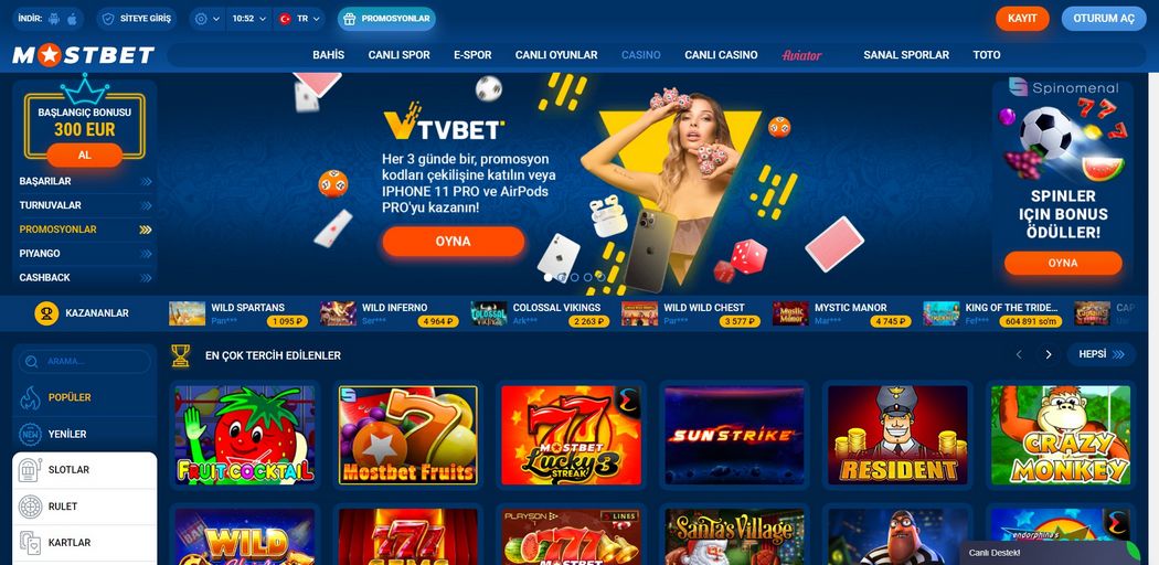 Úvod her na webu Mostbet online kasina